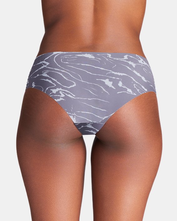 Women's UA Pure Stretch 3-Pack Printed No Show Hipster in Gray image number 1